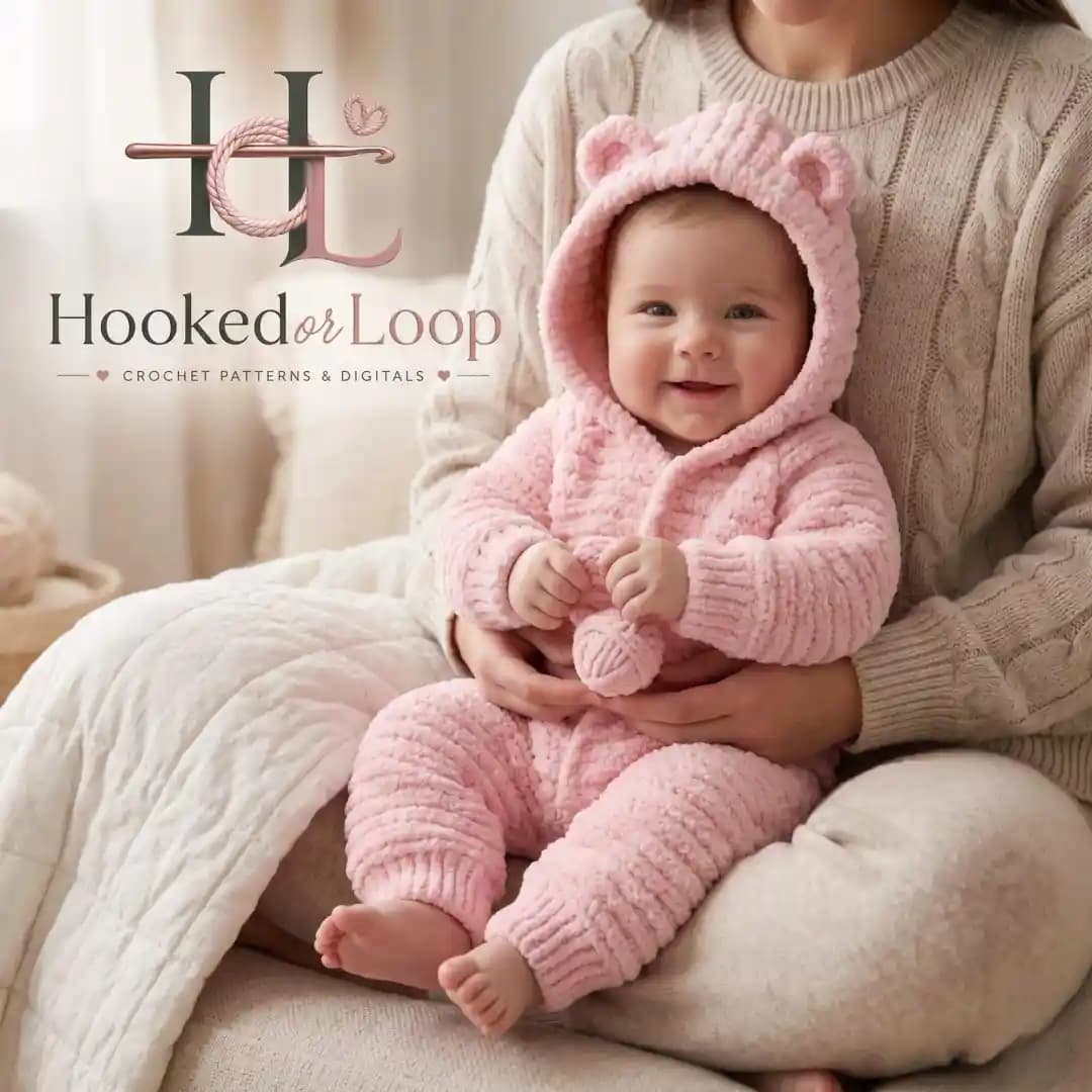 Baby Crochet Pattern, Hooded Bear Jumpsuit, Plush Romper, Beginner Friendly PDF thumbnail 2