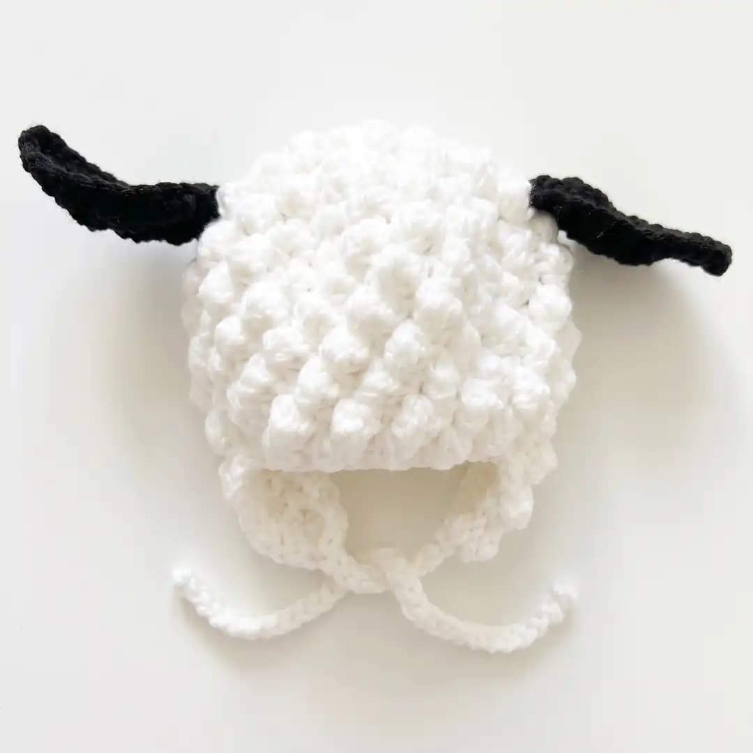 Crochet Sheep Costume Pattern, Baby Lamb Halloween Costume PDF, Toddler Bobble Hat & Booties, Chunky Yarn Beginner Crochet Pattern thumbnail 4